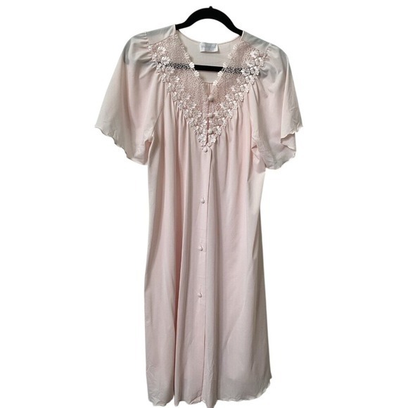 Shadowline Other - Vintage Shadowline Nightgown Pink Lace Trim 80s Nylon Sleepwear Womens Small USA